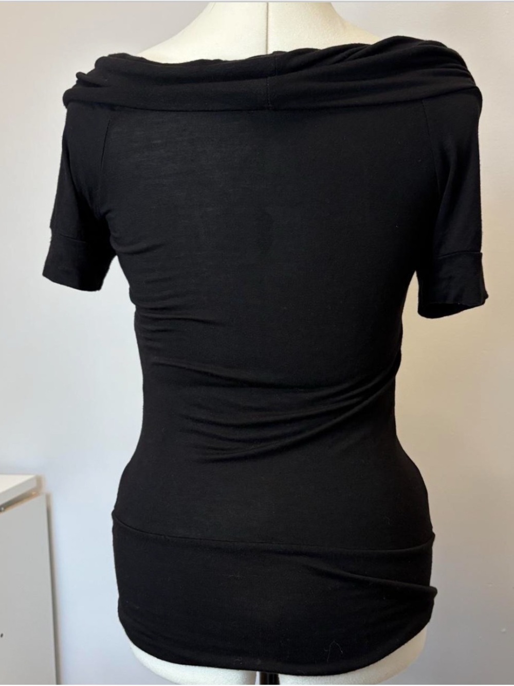 Black Off-Shoulder Ruched Women's top - Picture 3 of 3